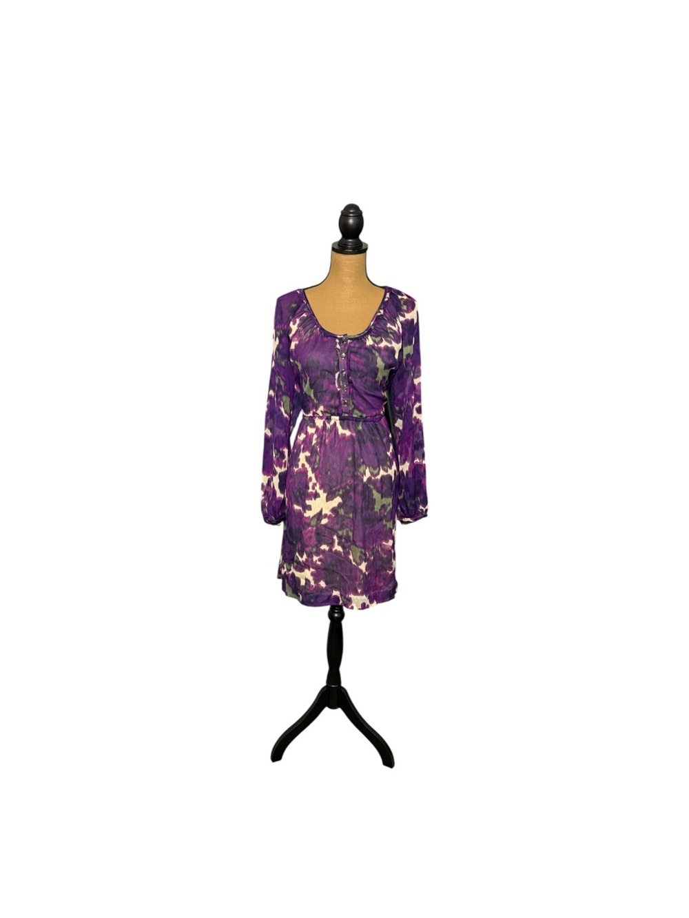 J.Crew Maisie Silk Dress Purple Abstract Floral Boho Peasant Mini Size 6